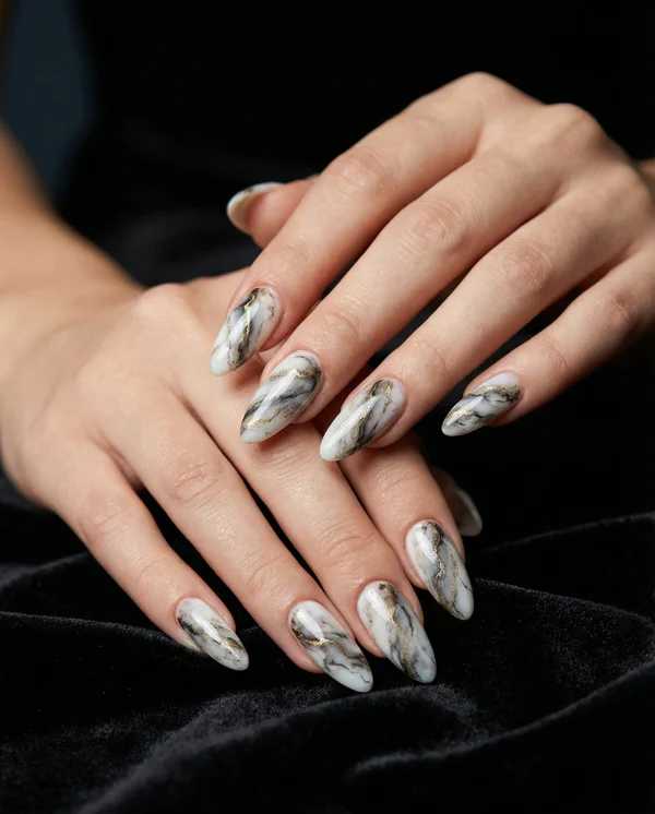 大理石紋理指甲 - 高級質感